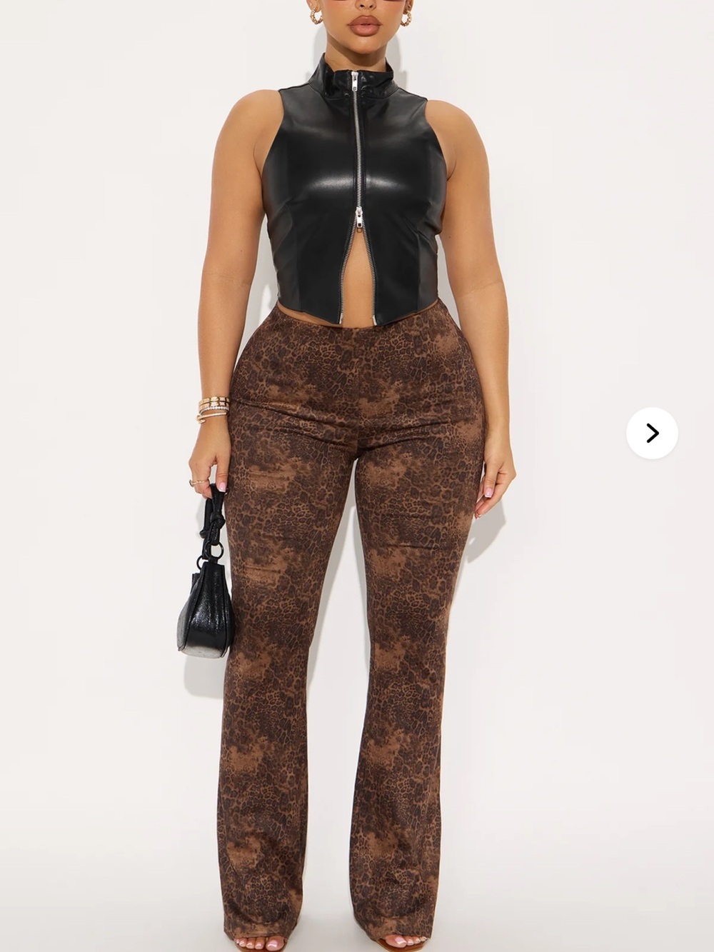 Fashion Nova Brown Printed Flare Pants